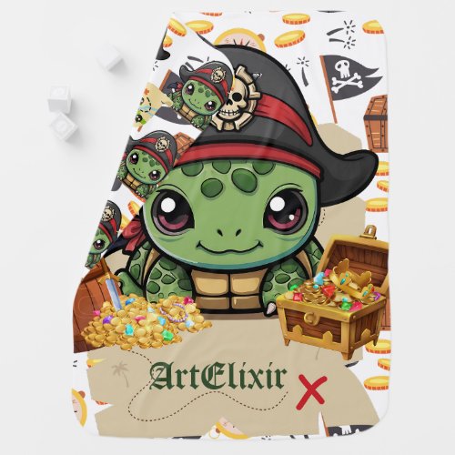 Turtle Pirate Money  Baby Blanket