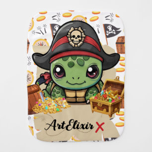 Turtle Pirate Money Baby Burp Cloth
