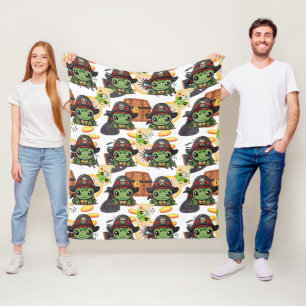 Turtle Pirate Money Pattern Fleece Blanket