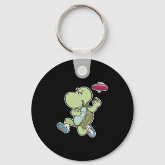 turtle playing frisbee keychain