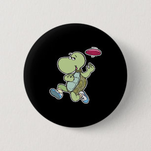 turtle playing frisbee pinback button