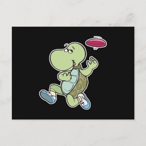 turtle playing frisbee postcard