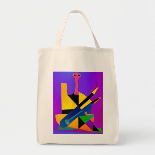 Turtle playing guitar tote bag