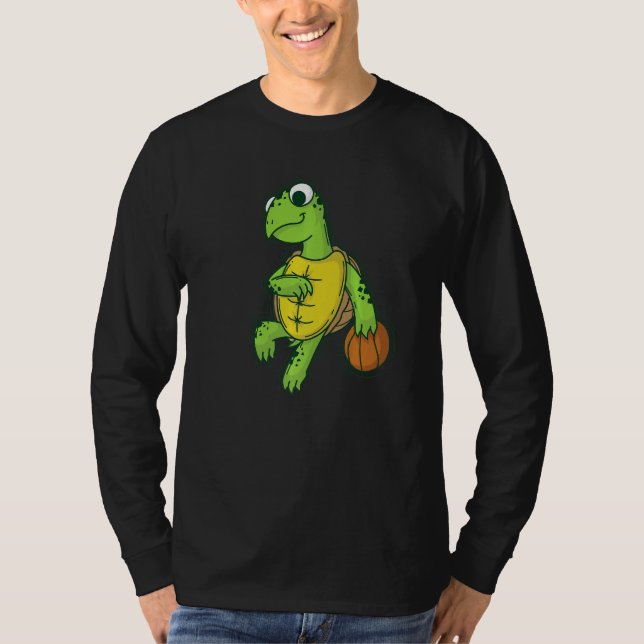 Turtle plays and loves Basketball T-Shirt (Front)