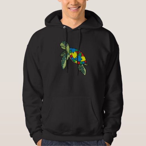 Turtle Puzzle Pieces For Autism Awareness Kids Wom Hoodie