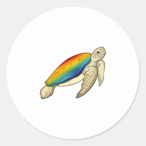 Turtle Rainbow Classic Round Sticker