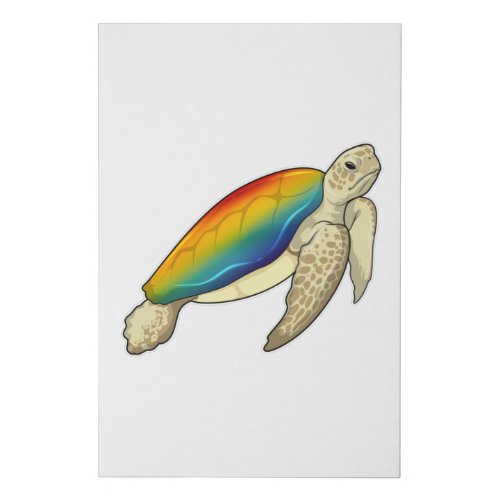 Turtle Rainbow Faux Canvas Print