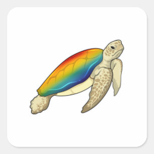 Turtle Rainbow Square Sticker