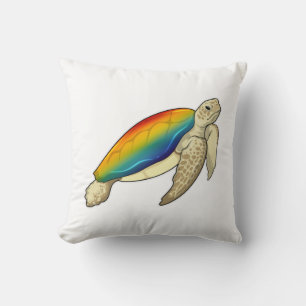 Turtle Rainbow Throw Pillow