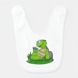 Turtle Reading Book Baby Bib