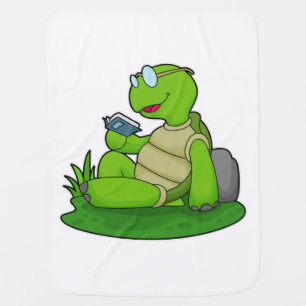 Turtle Reading Book Baby Blanket