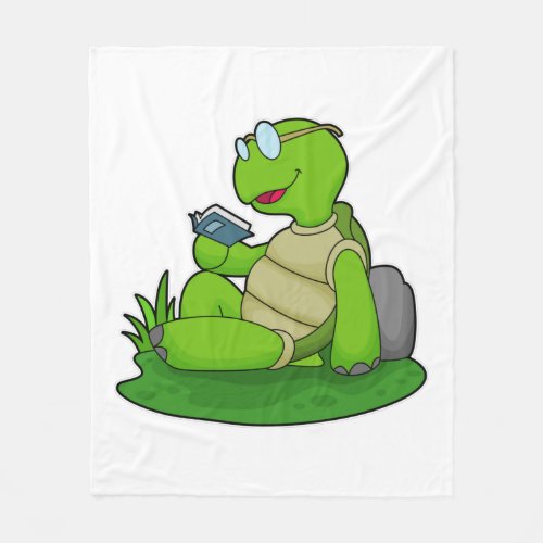 Turtle Reading Book Fleece Blanket