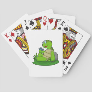 Turtle Reading Book Poker Cards