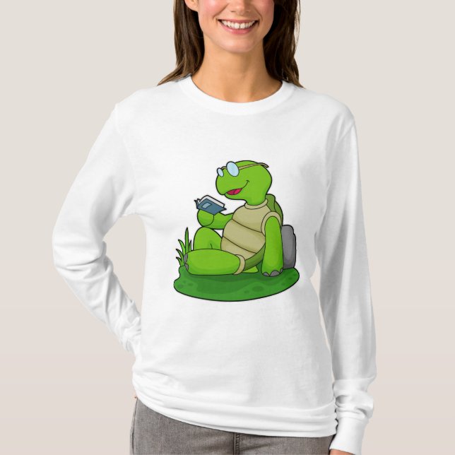 Turtle Reading Book T-Shirt (Front)