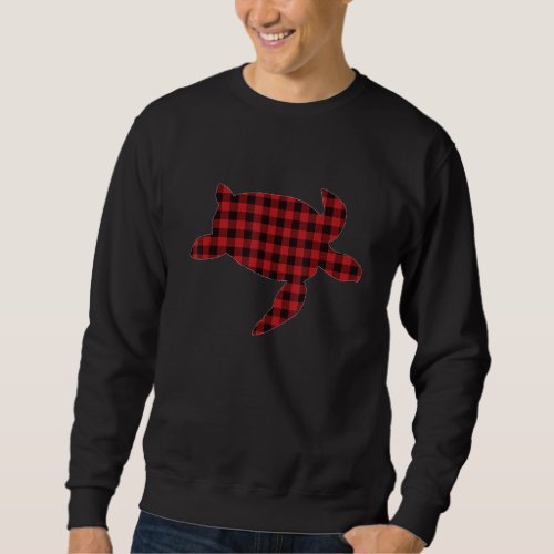 Turtle Red Buffalo Plaid Matching Family Reptiles  Sweatshirt