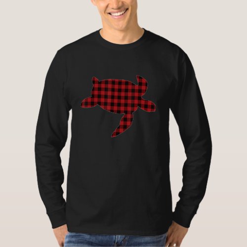Turtle Red Buffalo Plaid Matching Family Reptiles  T-Shirt