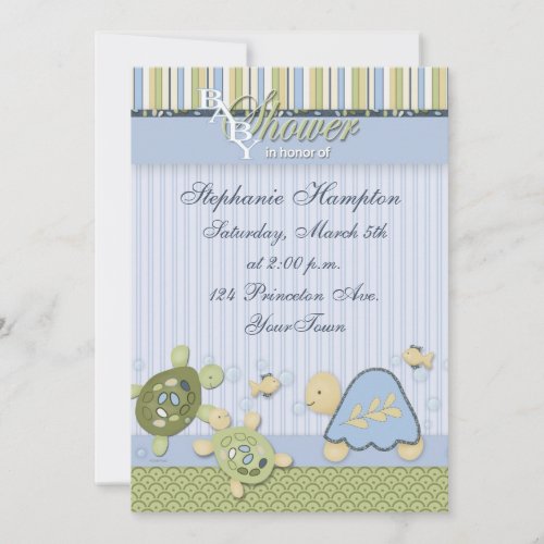 Turtle Reef and Gold Fish Baby Shower Invitation