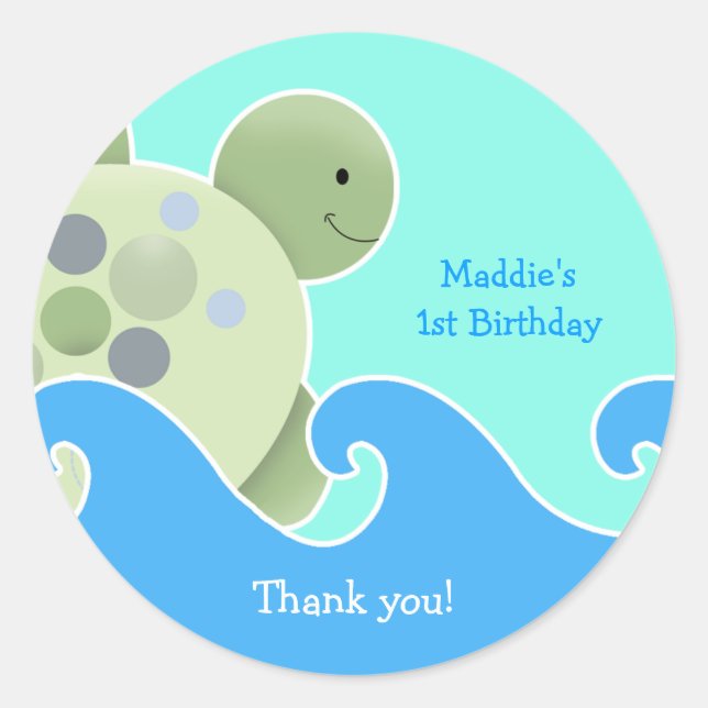 Turtle Reef Baby Shower / Birthday Favor Sticker (Front)
