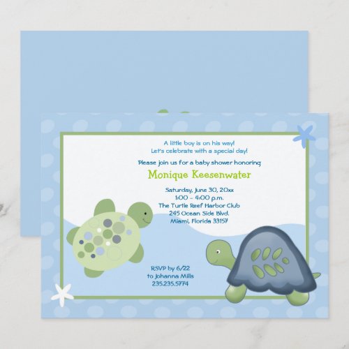 Turtle Reef Baby Shower Invitation - Light Blue