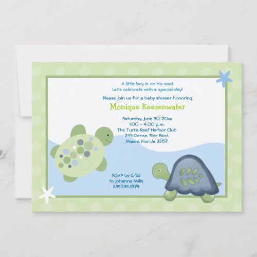 Turtle Reef Baby Shower Invitation - Light Green