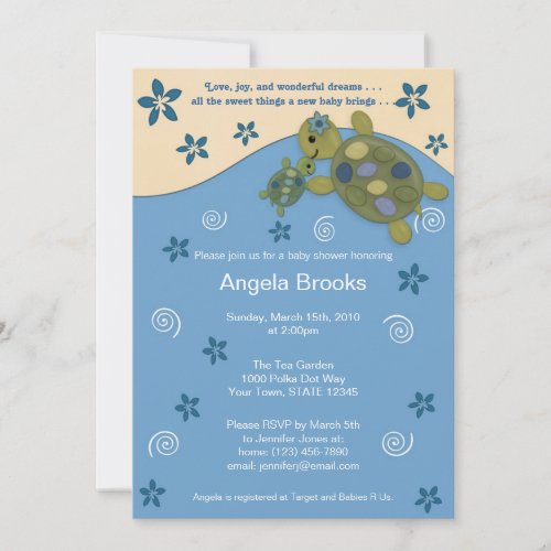 Turtle Reef Baby Shower Invitation TRC Blue Green
