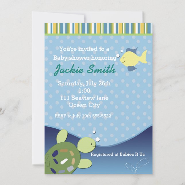 Turtle Reef Fish Under Sea Baby Shower Invitation (Front)