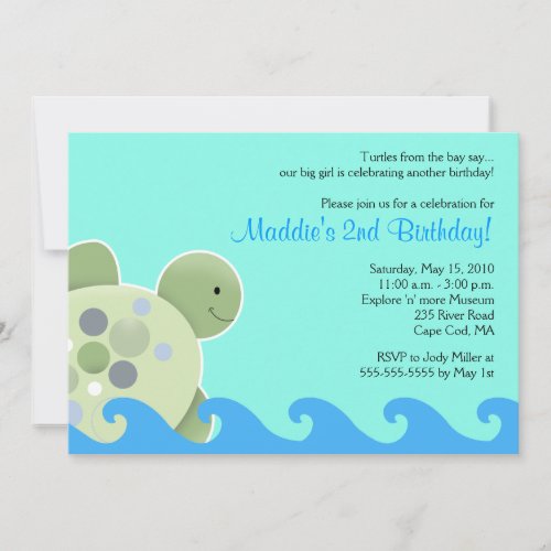 Turtle Reef Seaturtle 5x7 Birthday Invitation