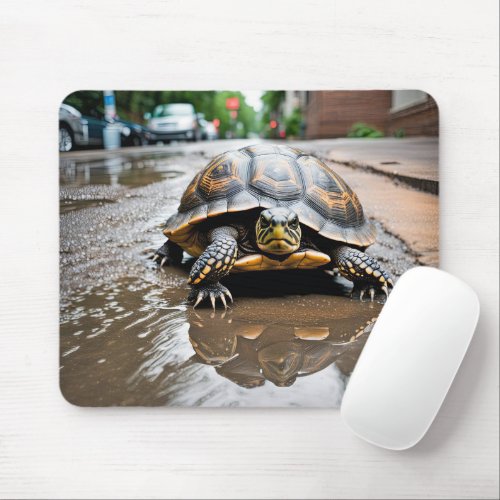 Turtle Reflection In Puddle Mouse Pad