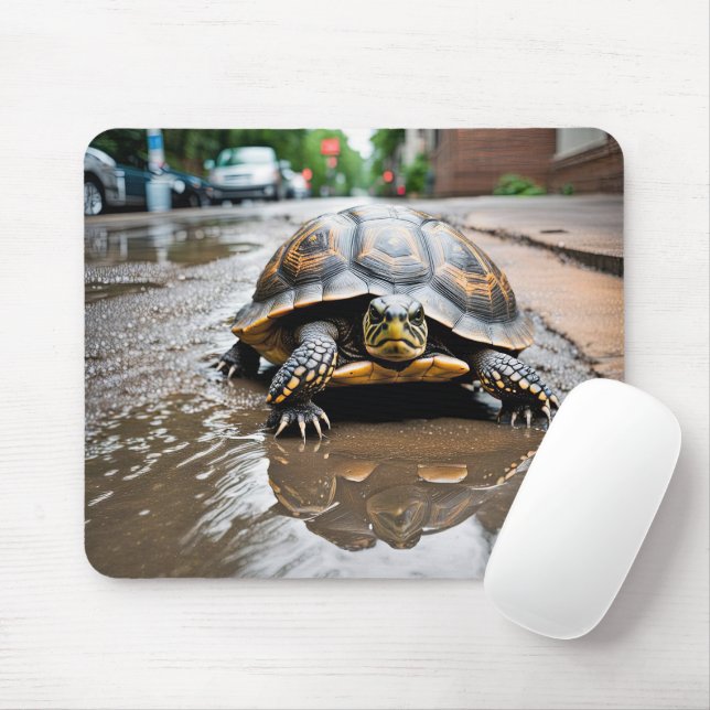 Turtle Reflection In Puddle Mouse Pad (With Mouse)