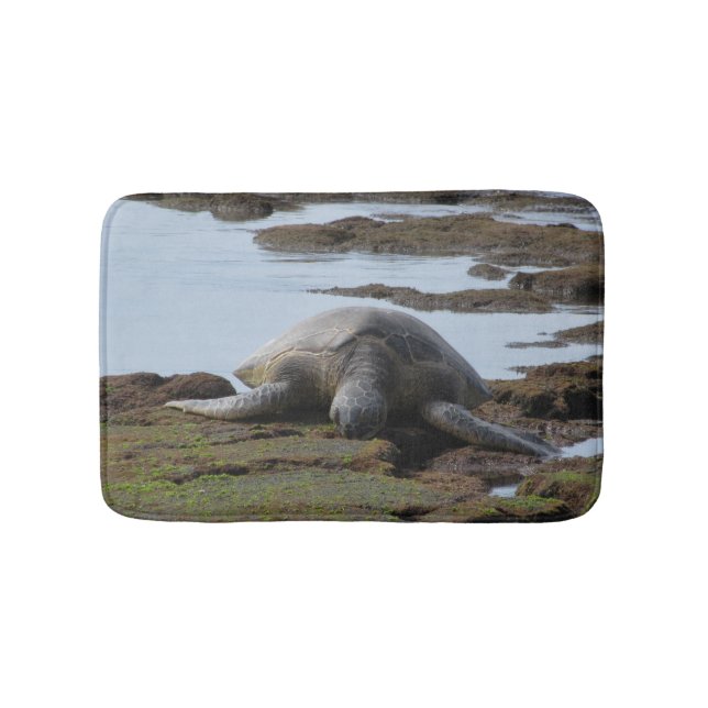 Turtle Resting On The Rocks Bath Mat (Front)