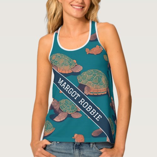 Turtle Retro Colorful Personalized Pattern Tank Top