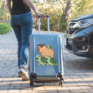Turtle Ride Capybara, Funny Capybara Sticker