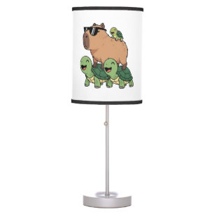 Turtle Ride Capybara, Funny Capybara Table Lamp