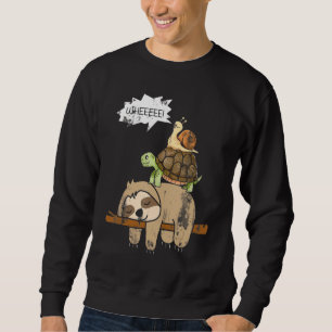 Turtle Riding A Sloth Whee Funny Sloth Sweatshirt