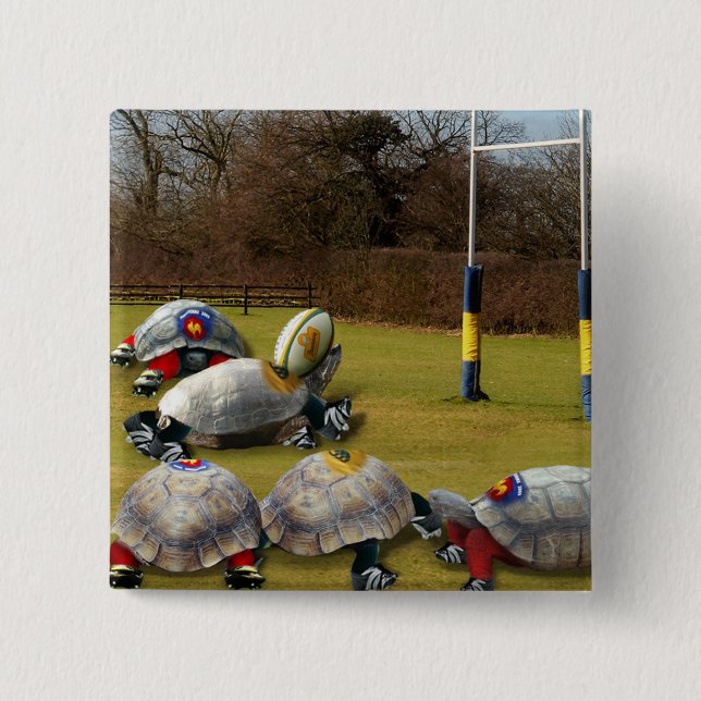 Turtle Rugby Pinback Button (Front)