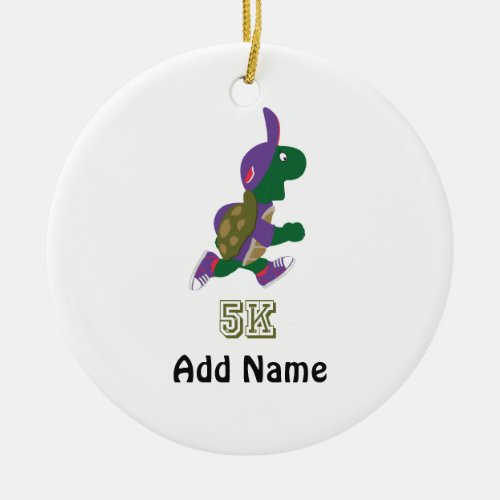 Turtle Runner 5K _ Purple Ceramic Ornament
