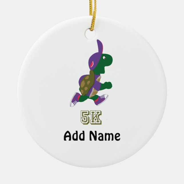 Turtle Runner 5K - Purple Ceramic Ornament (Front)