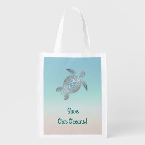 Turtle Save Our Oceans Grocery Bag