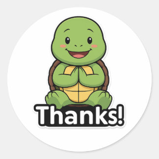 Turtle saying Thanks Classic Round Sticker