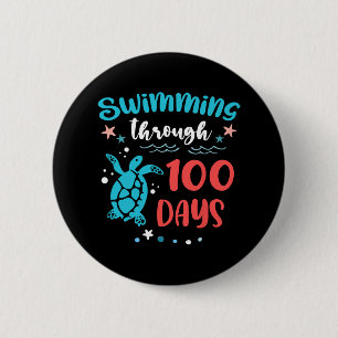 Turtle Sea Swimming Through 100 Days Of School Tea Button