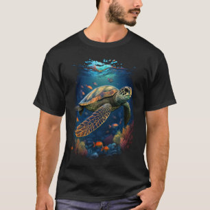 Turtle Sea Turtles Ocean Underwater Marine Biologi T-Shirt