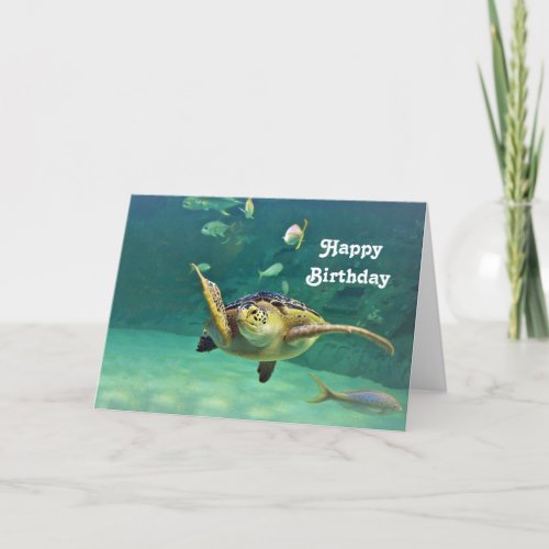 Turtle Sea Water Fish Photo Birthday Card