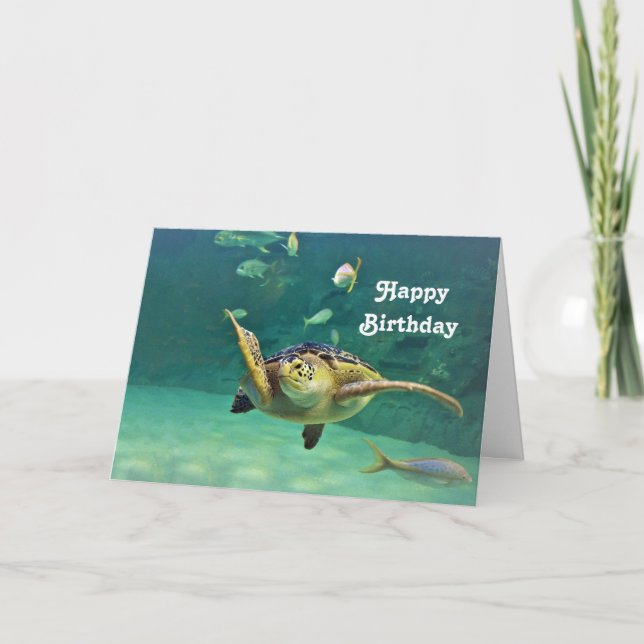 Turtle Sea Water Fish Photo Birthday Card (Front)