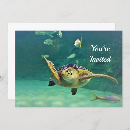 Turtle Sea Water Fish Photo Birthday Invitation