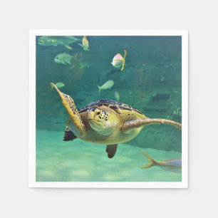 Turtle Sea Water Fish Photo Napkins