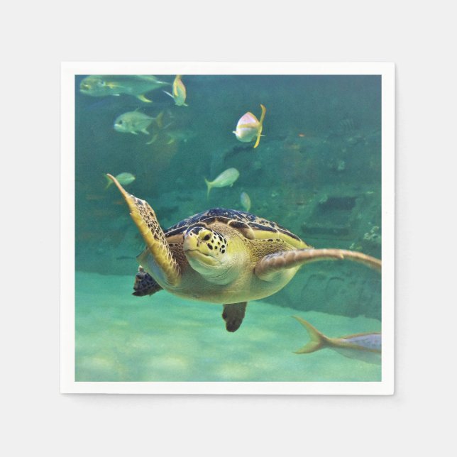Turtle Sea Water Fish Photo Napkins (Front)