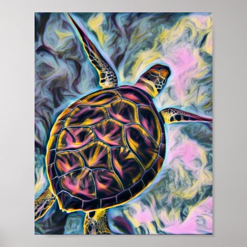 Turtle sea water poster