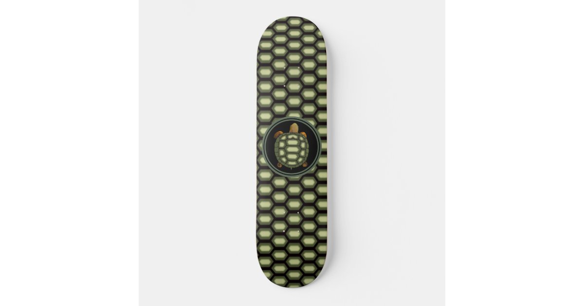 Turtle & Shell Pattern in Green & Black Skateboard | Zazzle