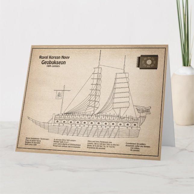 Turtle Ship Geobukseon - Ship Blueprint SD Thank You Card (Front)
