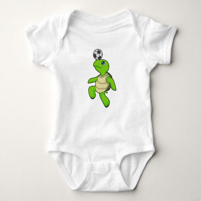 Turtle Soccer player Soccer Baby Bodysuit (Front)